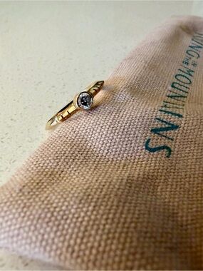Fine Handcrafted 14K Gold Bezel-Set Diamond Engagement Ring